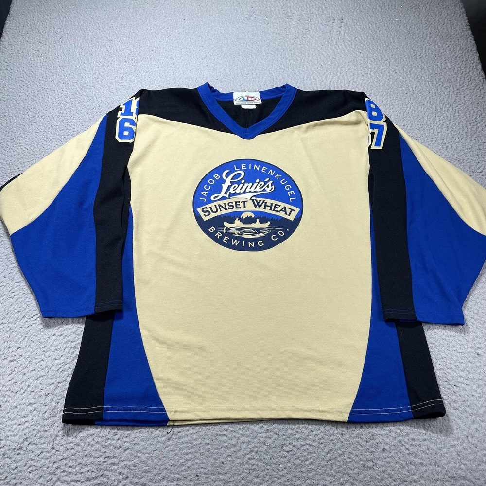AK Leinenkugel Sunset Wheat Shirt Mens Large‎ Long Sleeve Hockey Jersey Beer